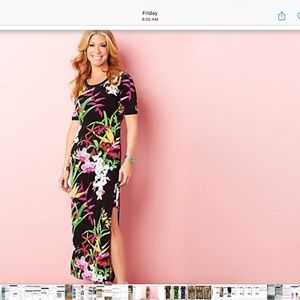 G.I.L.I Jetsetter Tropical Print side slit maxi